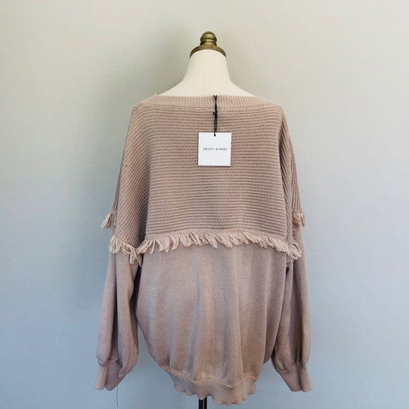 Plus Size 2X Pullover Sweater Beige GRACE AND KARMA Long Sleeves NWOT - Picture 5 of 7